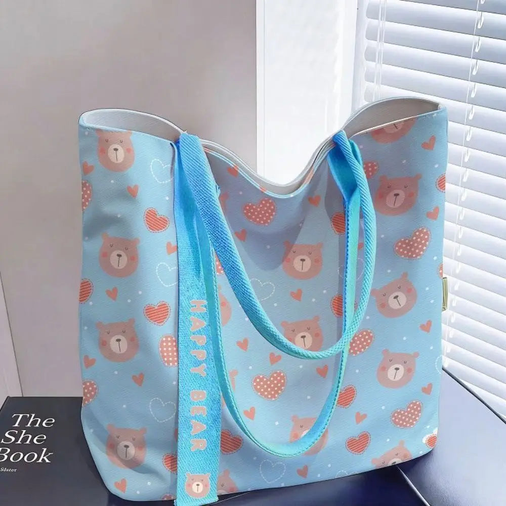 Portable Floral Canvas Tote Bag Large Capacity Reusable Commute Handbag Lightweight Shopping Bag For Work