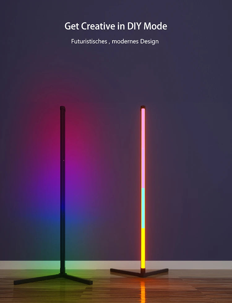 Reinforced Lamp Body 165cm Smart RGB LED Floor Lamp With Sunset Lamp APP Control Music Sync Color Change Standing Mood Light