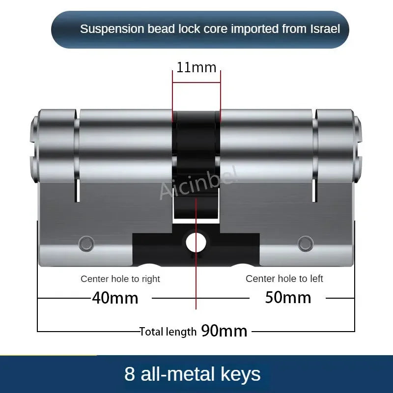 65-130MM High Quality European Standard Lock Cylinder,Super C-Level Anti-Theft Door Lock Cylinder,Household Copper Lock 8 Keys