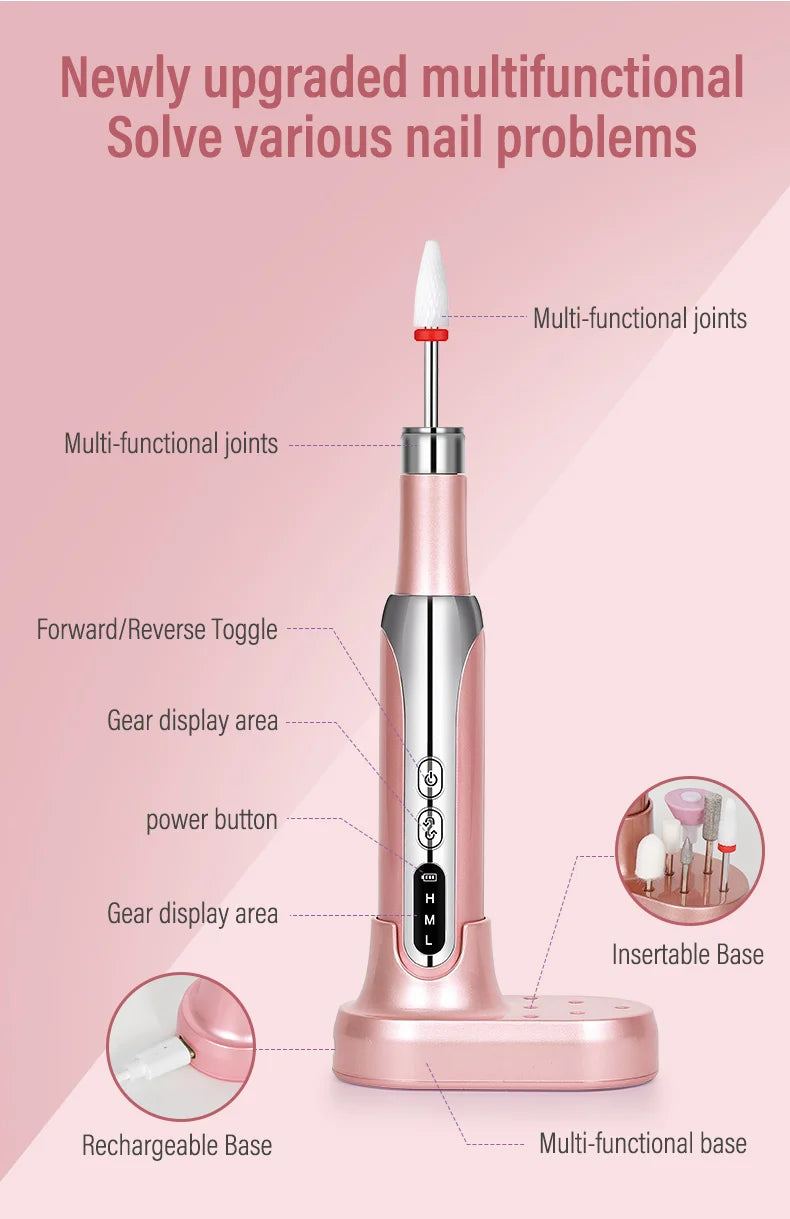 Portable Electric Nail Drill Machine, New Nail Polishing Machine For Shaping, Buffing, Removing Gel Nails, Multifunctional Manic