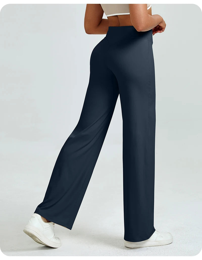 High Waisted Straight Leg Yoga Pants for Women, Naked Feeling Butt Lifting Loose Fit Workout Trousers, Slimming Gym Pants