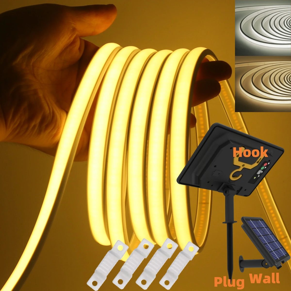 1200mAh 2400mAh 7200mAh COB Solar LED Strip Neon Light Sign DC 24V Flexible Waterproof IP68 IP67 Adhesive Tape Diode Lamp Linear