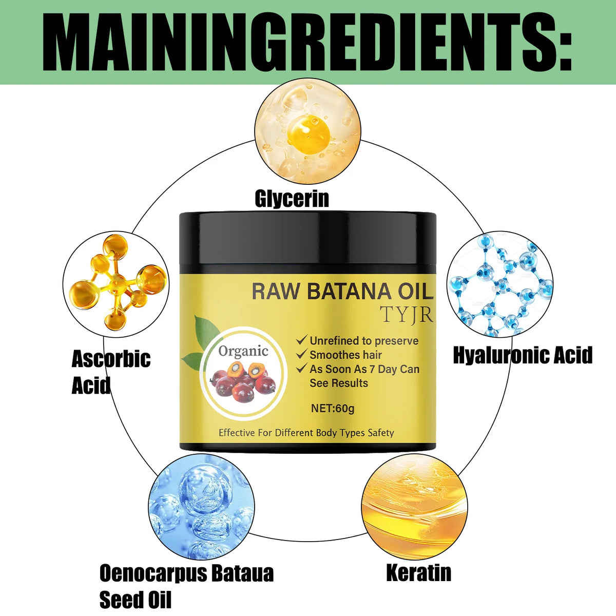 Raw Batana Oil Hair Mask repair dry damage Smooth soften frizziness prevent hair loss Nourishing scalp care