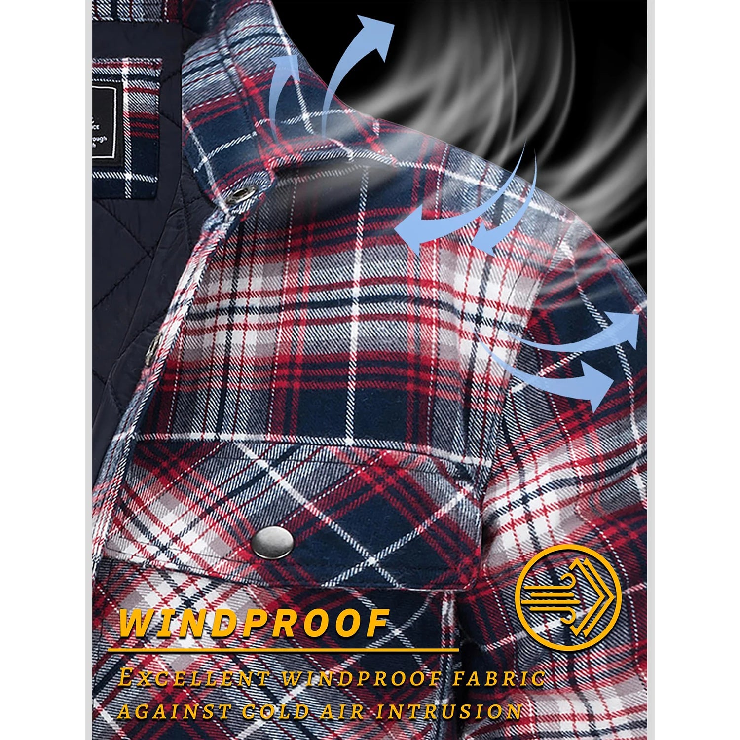 MAGCOMSEN Flannel Shirt with Quilted Lined Jacket Mens Long Sleeve Plaid Shirt Coat Button Down Outerwear Winter Male