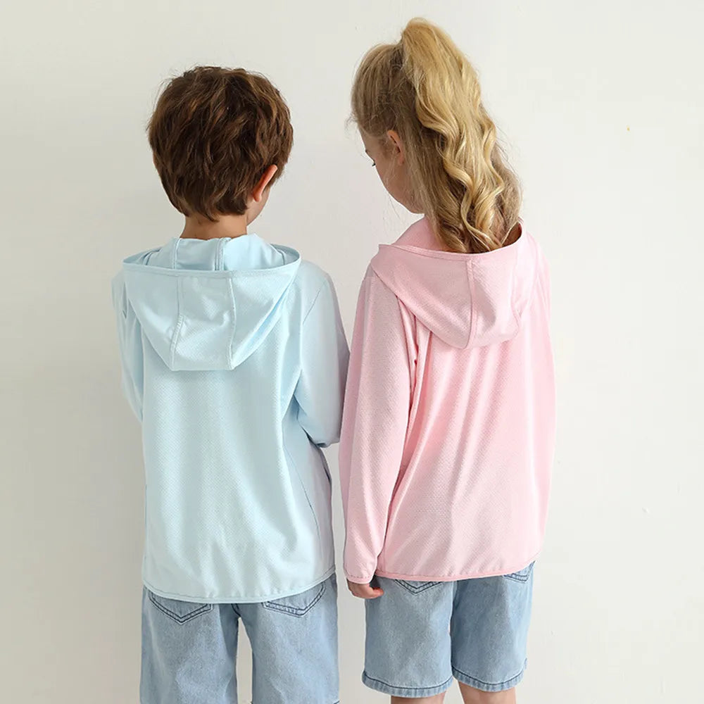 New Arrived Summer Children Girl Boy Sunscreen Clothing Kids Baby Top Coat Teenager 110-180 3-18 Year Students Jacket With Hat