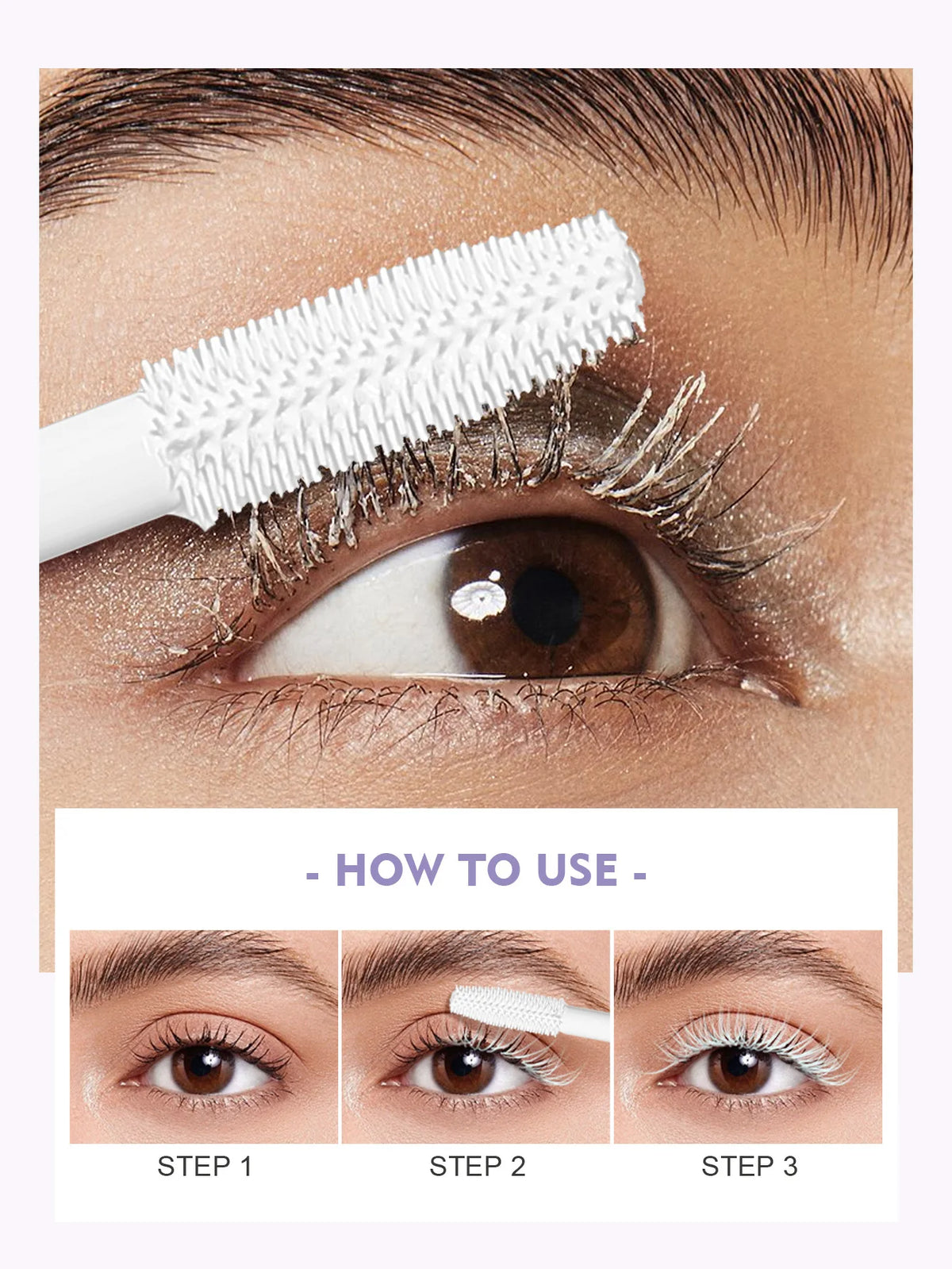 Long and Curling White Mascara, Waterproof and Sweat-Proof Colored Eyelashes, No Clumps, Not Easy to Smudge, Not Easy to Dirty