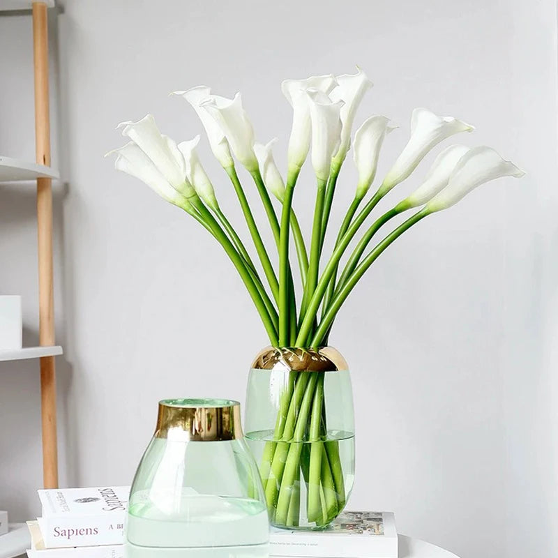 10PCS White Calla Lily Artificial Flower Bouquet Calla Lily Bridal Bouquet Wedding Flower Arrangement Decor Home Spring