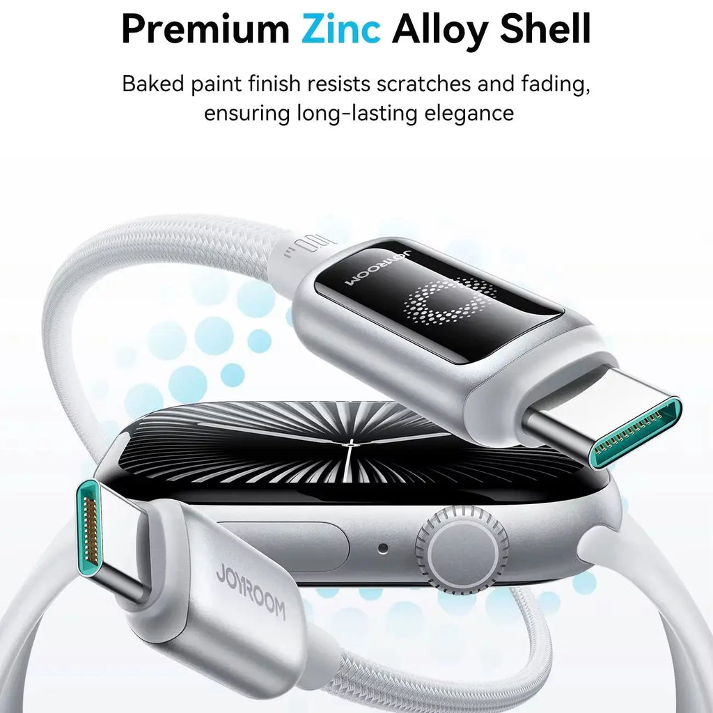 JOYROOM Smart Safe 100W PD Fast Charging Cable - USB-C with Auto-Shutoff, LED Indicator & Smart Chip for iPhone 17/16/15