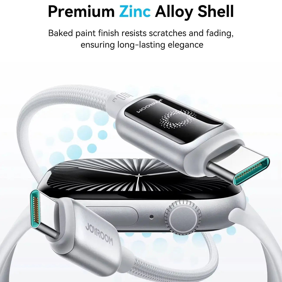 JOYROOM Smart Safe 100W PD Fast Charging Cable - USB-C with Auto-Shutoff, LED Indicator & Smart Chip for iPhone 17/16/15