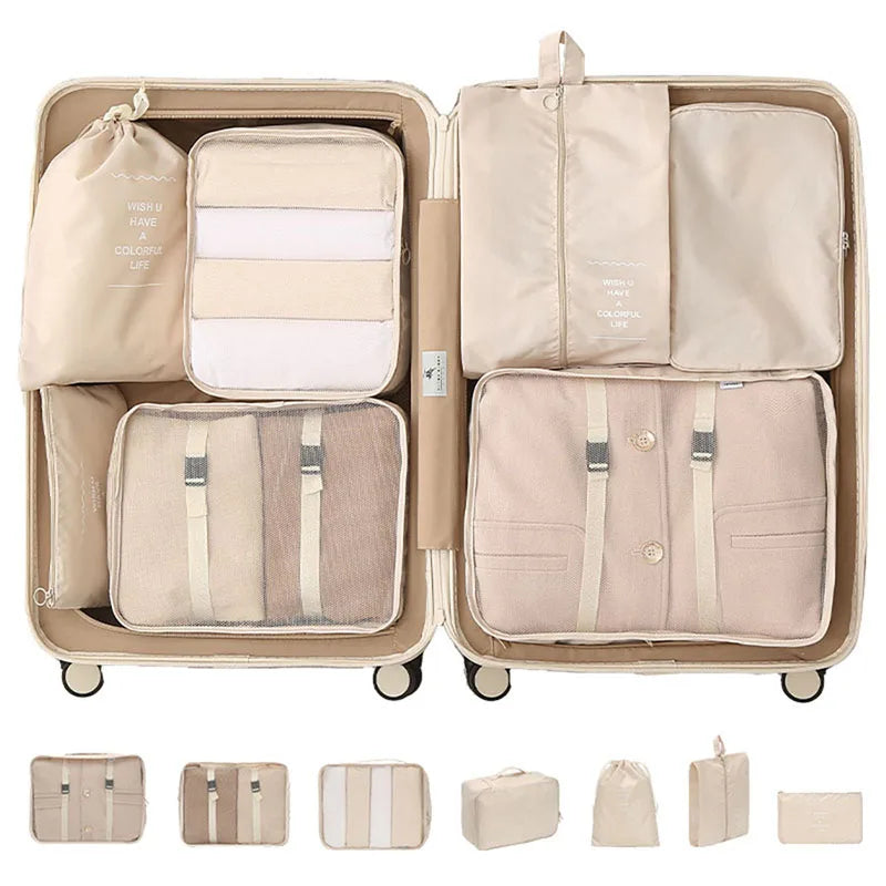 11Pcs Travel Packing Cubes Set Waterproof Luggage Organizer Drawstring Storage Bags for Clothes Shoes Underwear Cosmetic