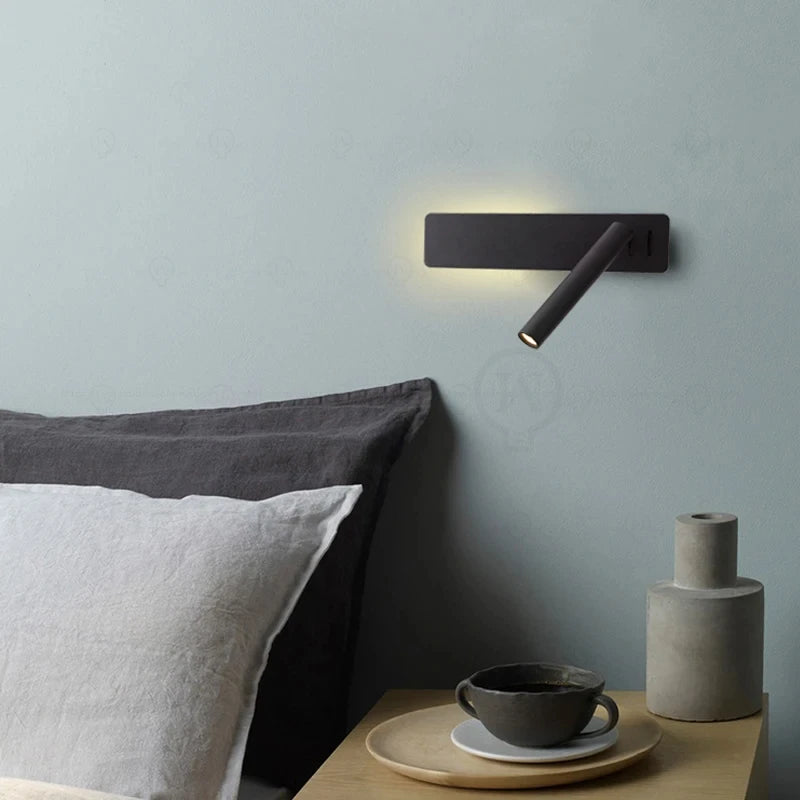 LED Wall Reading Lamp for Bedroom Hotel Minimalist Night Book Lamp Rotatable Bedside Sconce 3W Spotlight Home Lighting Fixture