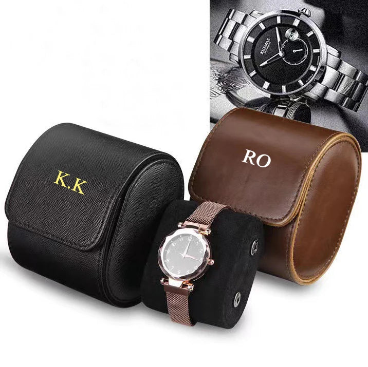 Luxury Crocodile Watch Storage Box Custom Name Travel 1 2 3 Slots Watches Roll Aligator PU Leather Brand Watch Display Case Bag