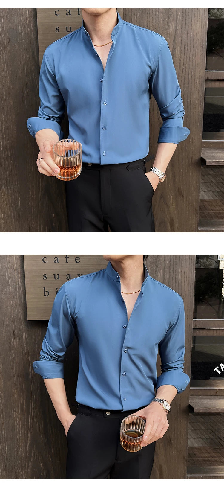 Business Dress white Shirt for Men 2026 British style Long Sleeved Solid Color Casual Elastic Slim Fit Shirt for Men's Clothing