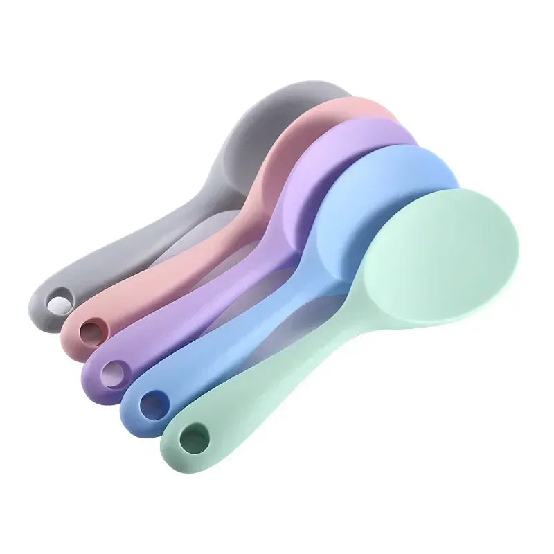 1Pcs Silicone Spoon Non-stick Cooking Spoon Anti-scalding Pot Rice High-temperature-resistant Spoon Durable Kitchen Gadgets
