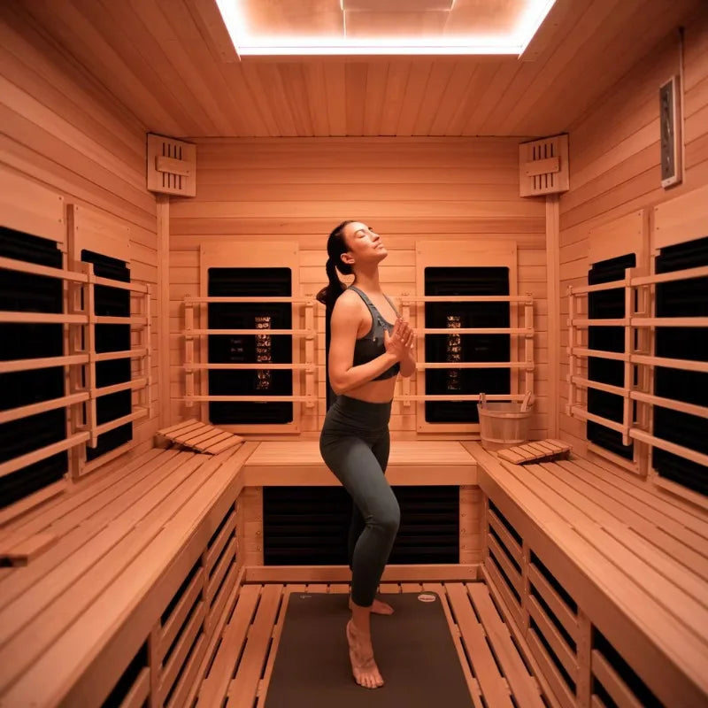 Modern simple outdoor cedar cube sauna easy installation automatic control furnace 4-6 people computer control panel