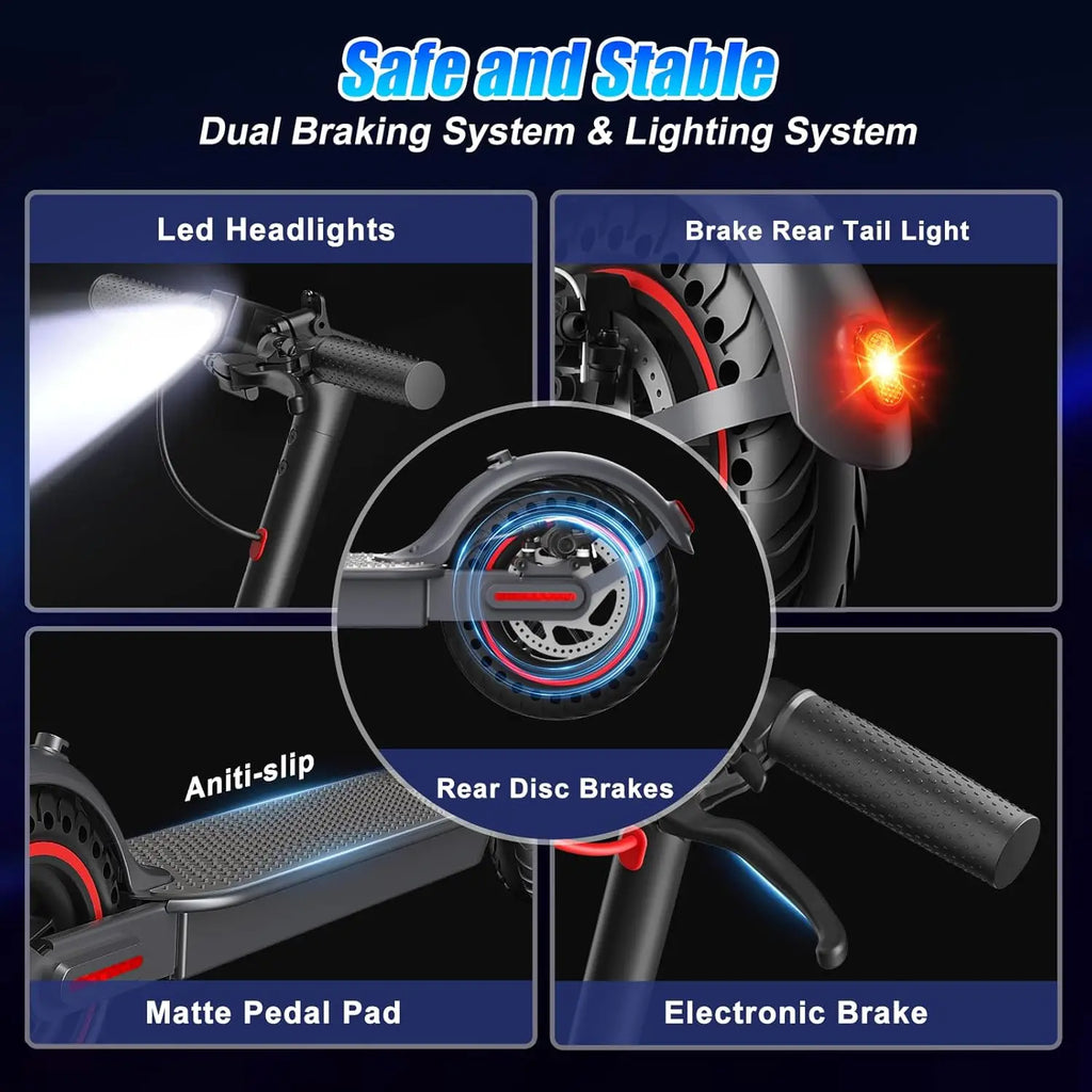 500W Motor Folding Electric Scooter For Adults 36V 5.2AH Battery Rang 8.5'' Solid Tire 18MPH 15Miles Long Range APP Control