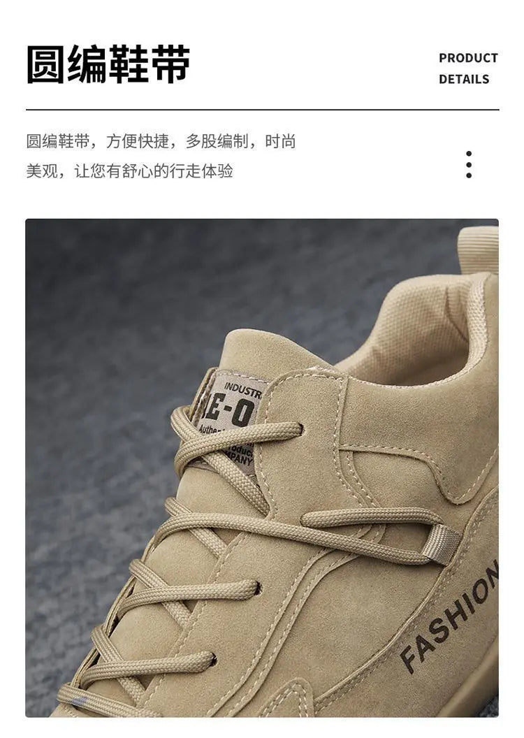 Ankle Boots for Men 2025 Spring Man Casual Sneakers Non Slip Khaki Work Mens Shoe Short Boots Loafers Lace Up Zapatillas Hombre