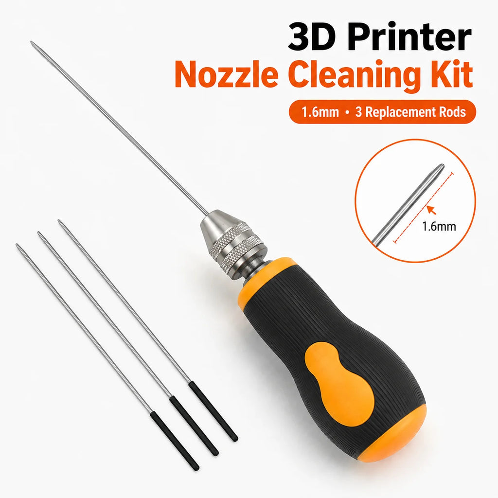 Clog Poke 3D Printer Accessories, Φ1.6mm L200mm Cleaning Needle Tool for Any 1.75mm Nozzles, 3D Printer Nozzle Cleaning Kit