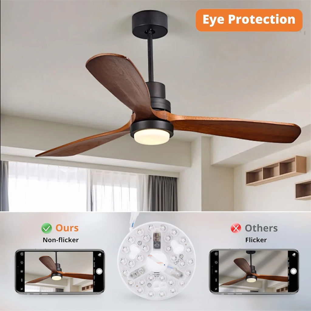5.3 Inch Ceiling Fan LED Light Kit 3 Colors (3000K/4200K/6500K) Dimmable 15W 95-265V Easy Retrofit Suitable For Living Room