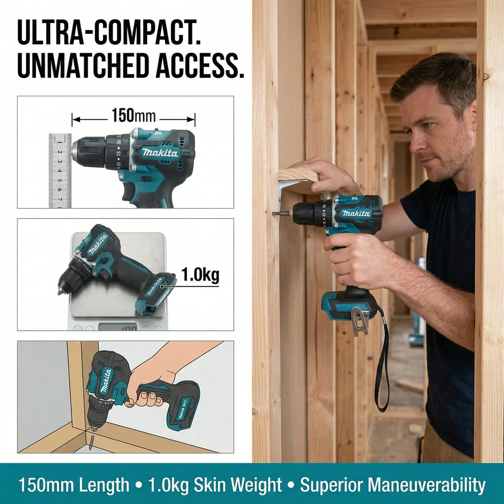 Makita Original DDF487 18V LXT Brushless Drill Driver, Multifunctional Rechargeable Screwdriver for Wood Metal Drilling Tasks