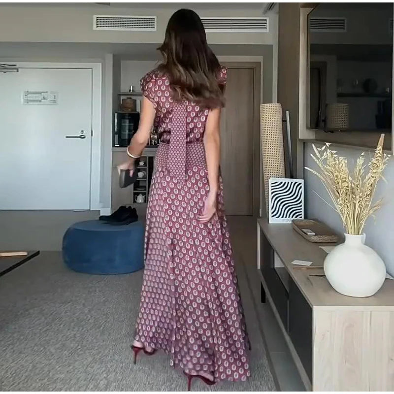 Elegant Printed Women's Vest Skirts Suit Sleeveless Top A-Line Long Skirts Lady Set 2026 Summer Autumn 2 Pieces Set Women