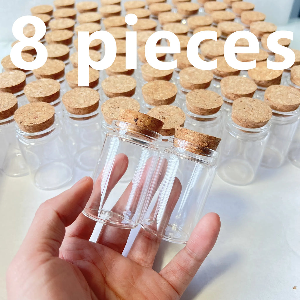 8/30 Pcs 40ml Glass Dried Flower Bottle Cork Tiny Glass Jars Transparent Empty Mini Containers DIY Wedding Favors Wishing Vials