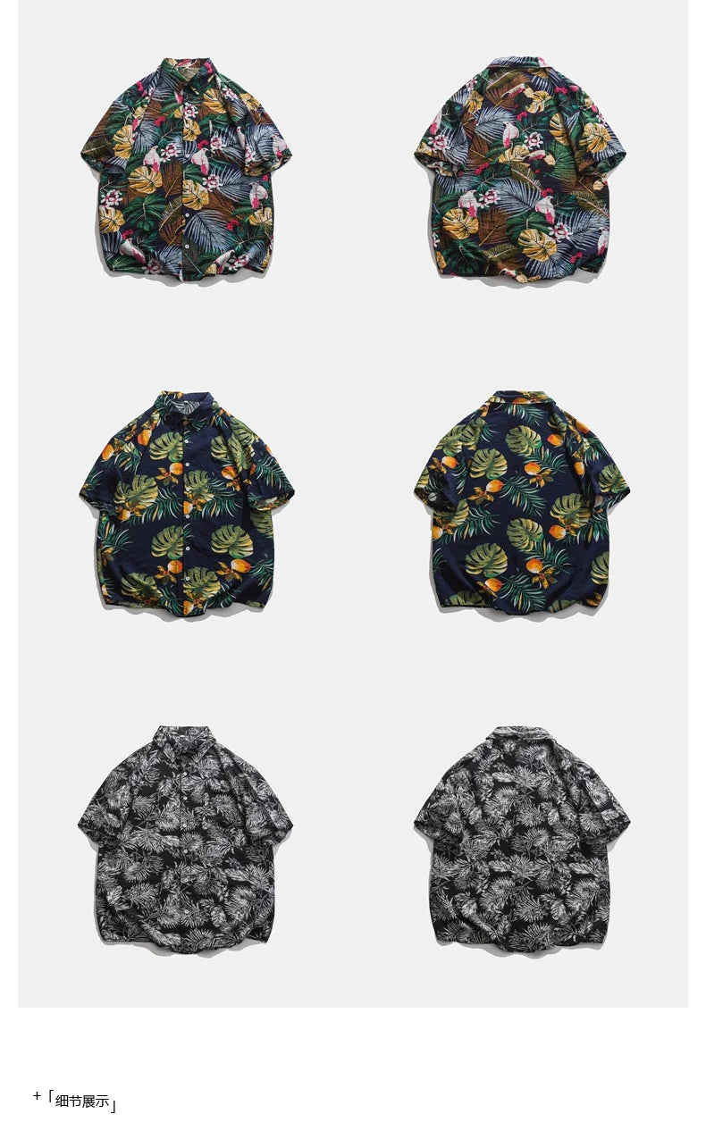 Legible Summer Casual Short Sleeve Shirts Men Floral Shirts Male Flower Loose Hawaiian Shirts Man