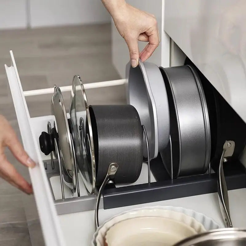 Compartments Pot and Pan Organizer Kitchen Cabinet Pantry Baking  for Cutting Boards/Plates/Baking Utensils