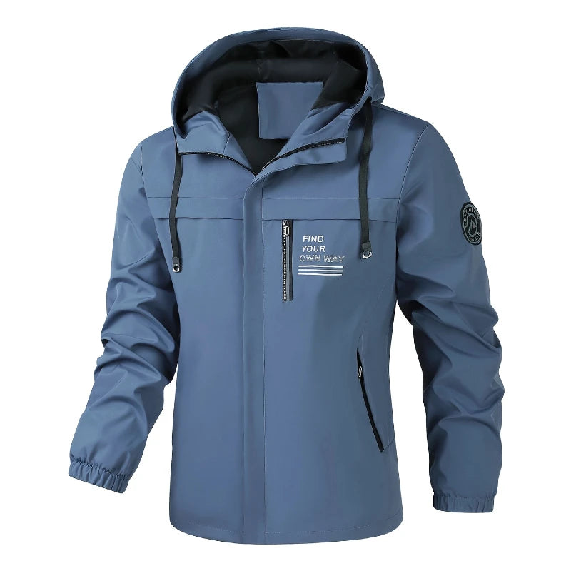 Fashionable Men's Casual Windbreaker Jacket Hooded Jacket Men's Waterproof Outdoor Soft Shell Winter Outwear Clothing Warm Plus Size