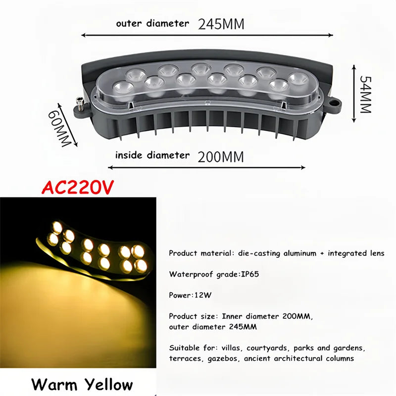12w 1pcs LED Outdoor Colorful Waterproof Tree-hugging Lamp Shooting Landscape Lighting Tree AC220v Park Light for Columns Yard