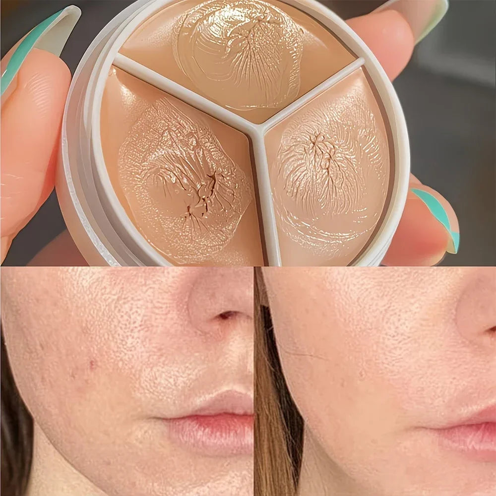 Professional Concealer Palette 3 Shades, Full Coverage Dark Circle Corrector, Face Makeup for Flawless Skin