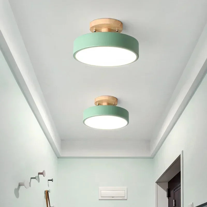 Nordic Entrance Hallway Ceiling Lamps Balcony Wood Round Cloakroom Dining Room Study Bedroom Light Bathroom Industrial Lighting