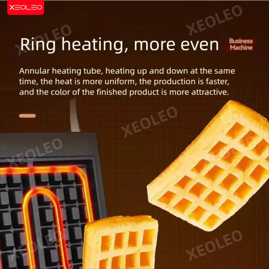 XEOLEO Electric Waffle Maker 1600W Square Shape Waffle Machine Non-stick Baking Waffle Iron Coating Baking and Dessert Maker