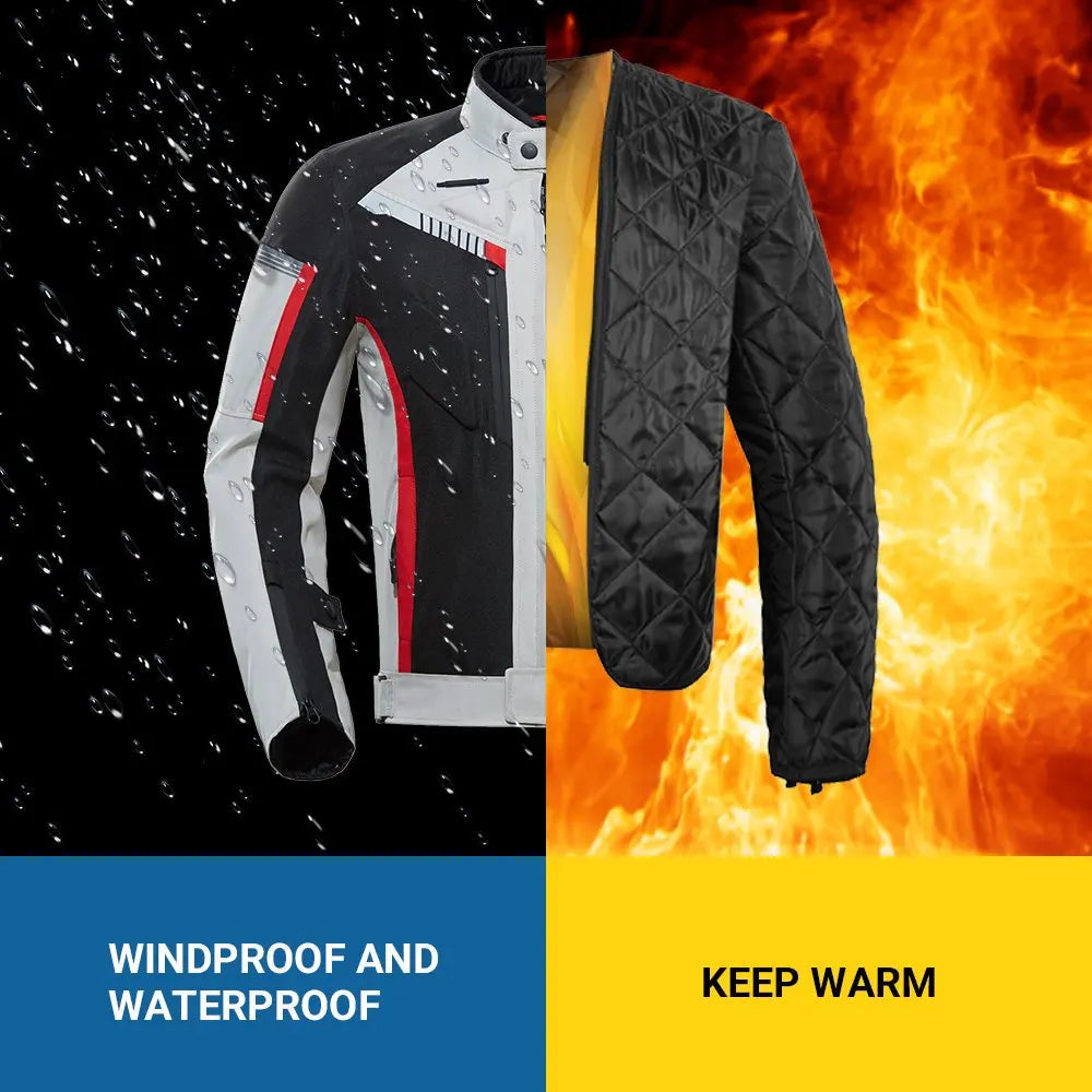 Waterproof Motocross Jacket Winter Cold-proof Motorcycle Jacket Men Chaqueta Moto Protective Gear Motorbike Riding Jacket M-5XL