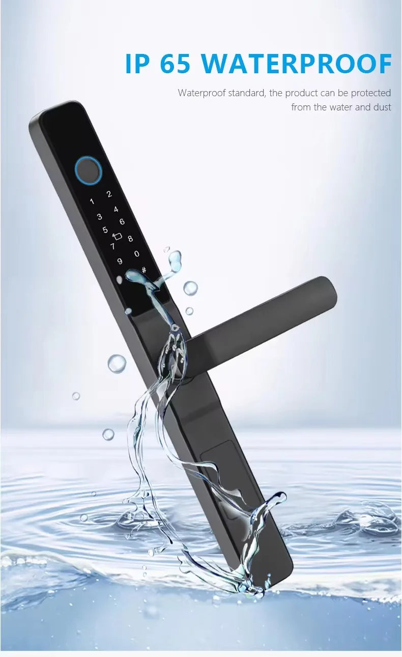 TUYA WIFI Waterproof Smart Door Lock Fingerprint APP Password RFID Card Keyless Digital Electronic Lock Aluminum/Glass Sliding