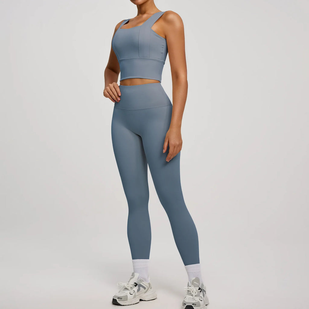 Solid Color Bra, Trousers, Yoga Suit, Tight and Thin, Nude Running Sports and Fitness Clothes