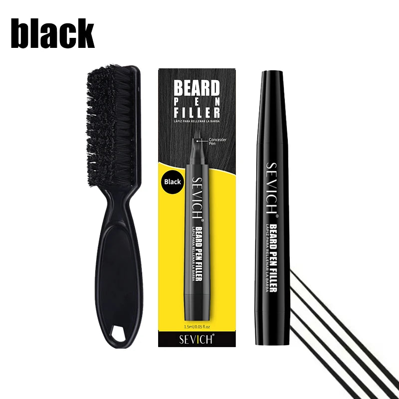 Men Beard Filling Pen+Brush Kit for Beard, Hairline, Eyebrow Shaping Color Beard Filling Pen Beard Enhancer Brush Man Cosmetic