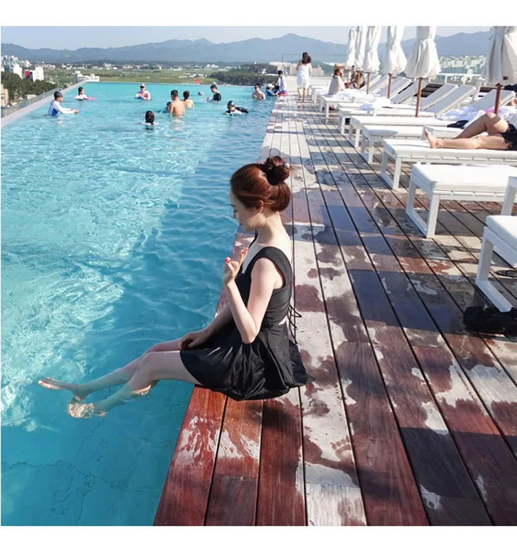 Bathing Suit Women Swimsuit Women's Conservative Split Swimsuit Skinny Belly Swimsuit Hot Spring Skirt Swimming Sexy Belt Chest