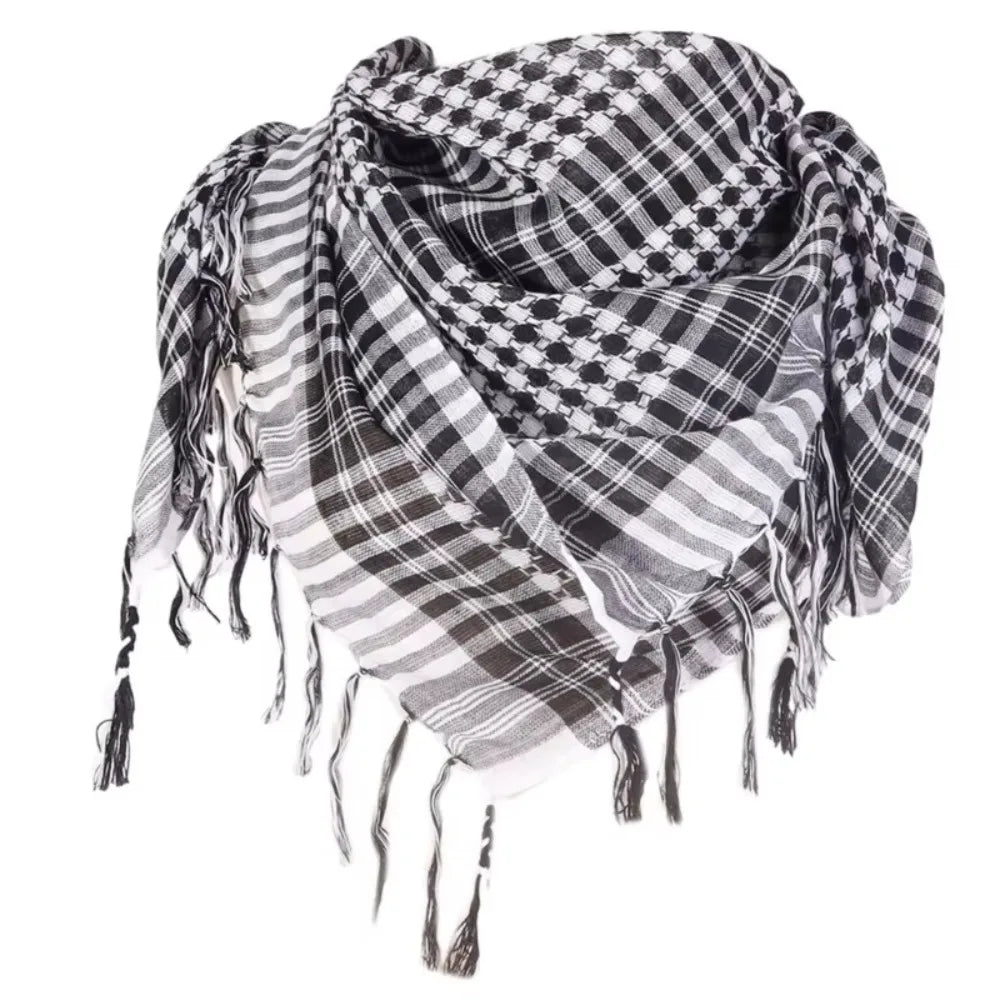 New Large Arab Shemagh Headscarf with Tassel Costume Head Neck Scarf Bandana Keffiyeh for Men Women