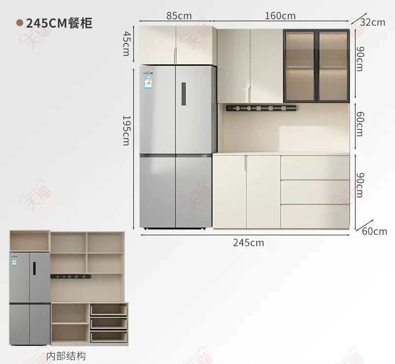 LTT Simple Modern Side Cabinet Embedded Refrigerator Cabinet Kitchen Living Room Locker