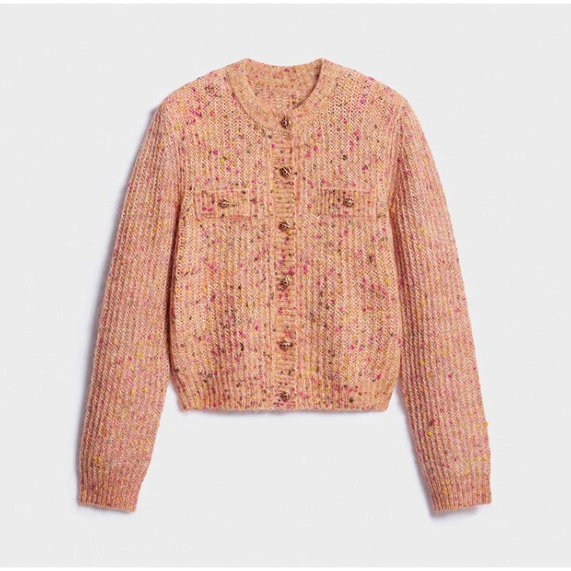 Street Knitted Women's Cardigan Full Sleeve O-Neck Single-Breasted Lady Top 2026 Autumn Winter Fashion Female Outerwear