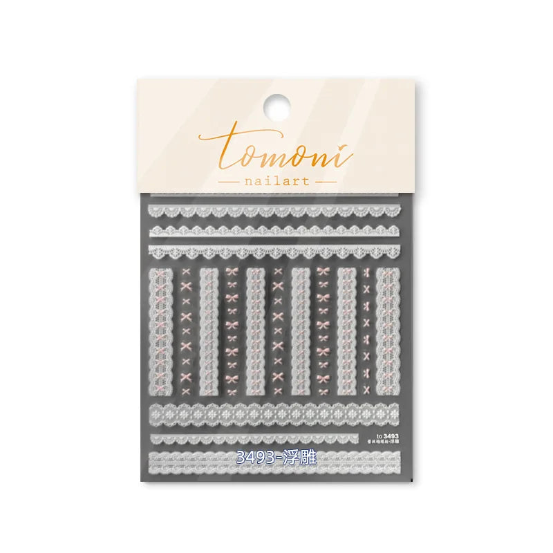 5D Relief Nail Stickers Sweet Small Bow-shaped Nail Decorations Stickers Self Adhesive Bowtie Bowkont Nails Art Accessory Decals