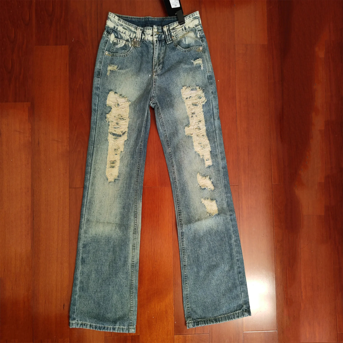 Women Streetwear Vintage Ripped Jeans 2026 Summer Hole Design 2000s Boyfriend Denim Pants American Retro Casual Trousers