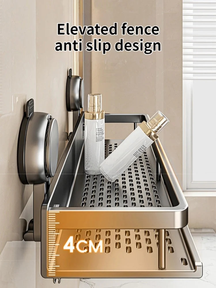 No Drill Bathroom Suction Cup Storage Shelf Storage Shelf Bathroom Perforation-Free Wall Hanging Vanity Toilet Triangle Basket R