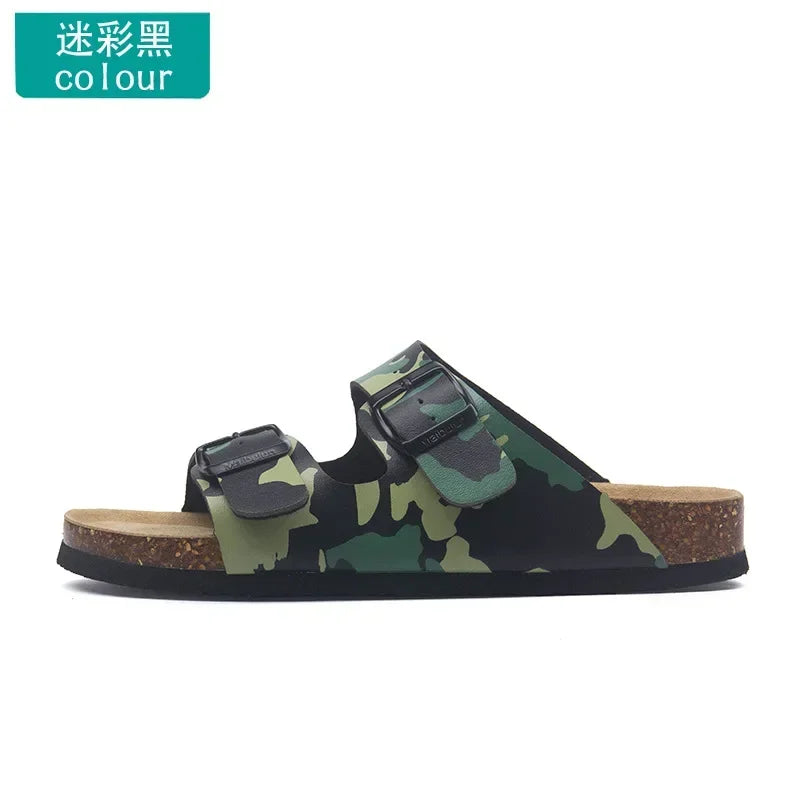Slippers Women Buckle Flat Bottom Cork Slippers Man Summer Unisex Beach Button Outdoor Casual Sandals Designer Ladies Shoes