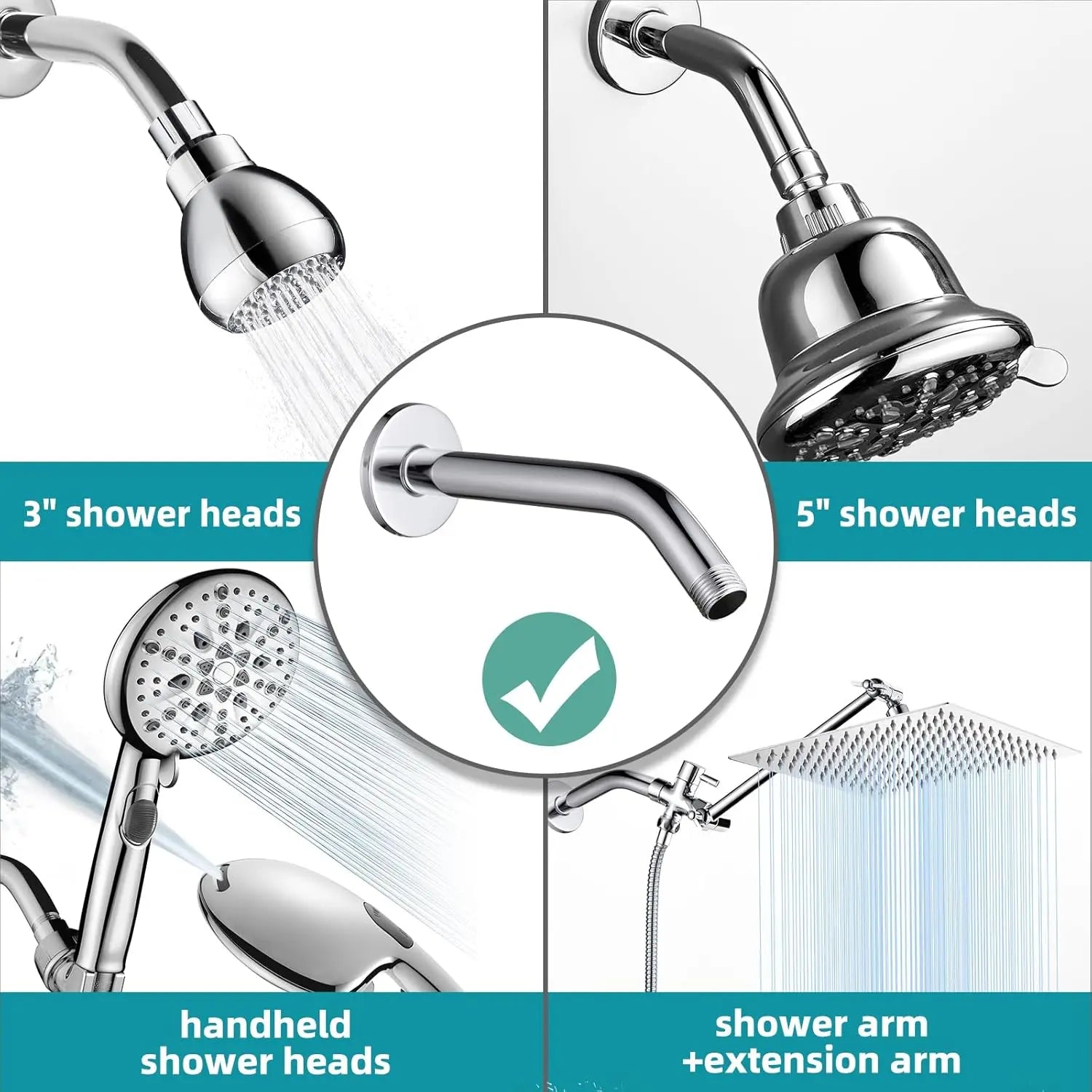 Shower arm Wall-mounted shower head Wall-mounted fixed shower head chrome-plated, matte black