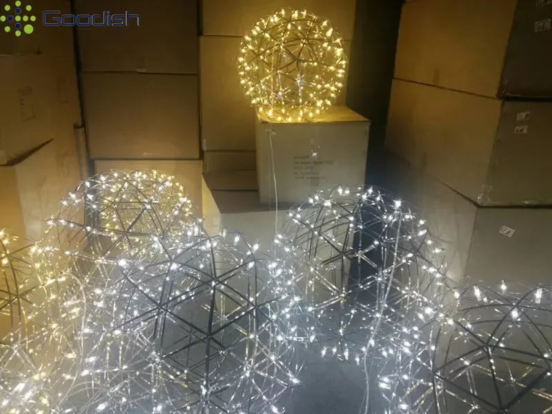 Modern Minimalist Stainless Steel Spark Ball LED Pandent Lights Art Creative Lamps for Chidren's Room Home Decoration Chandelier