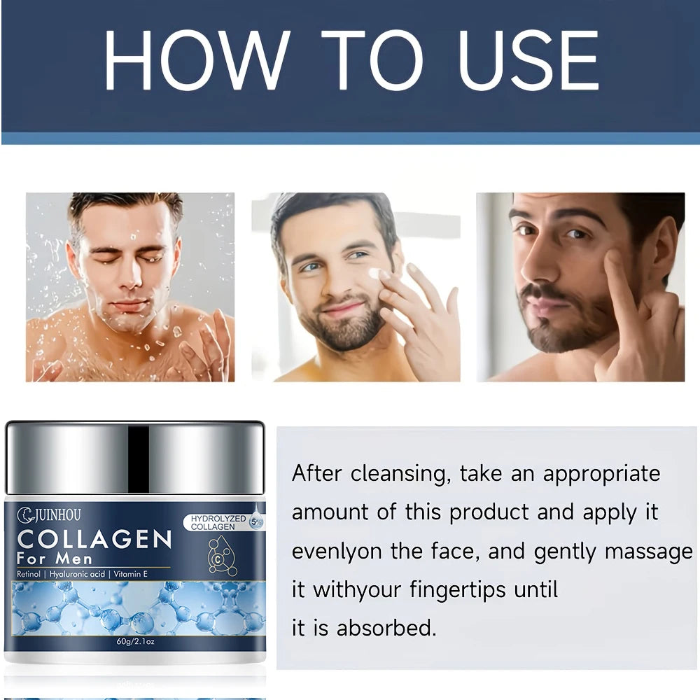 JUINHOU Men's Daily Anti-aging Hydration Face Cream Collagen Retinol Moisturizing Oil Control Firming Skin Refreshing Non-Greasy