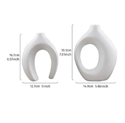 Hollow Nordic Modern Ceramic Vase Set of 2 for Modern Home Decor Modern Hollow Vases for Living Room Bookshelves Home Decoration