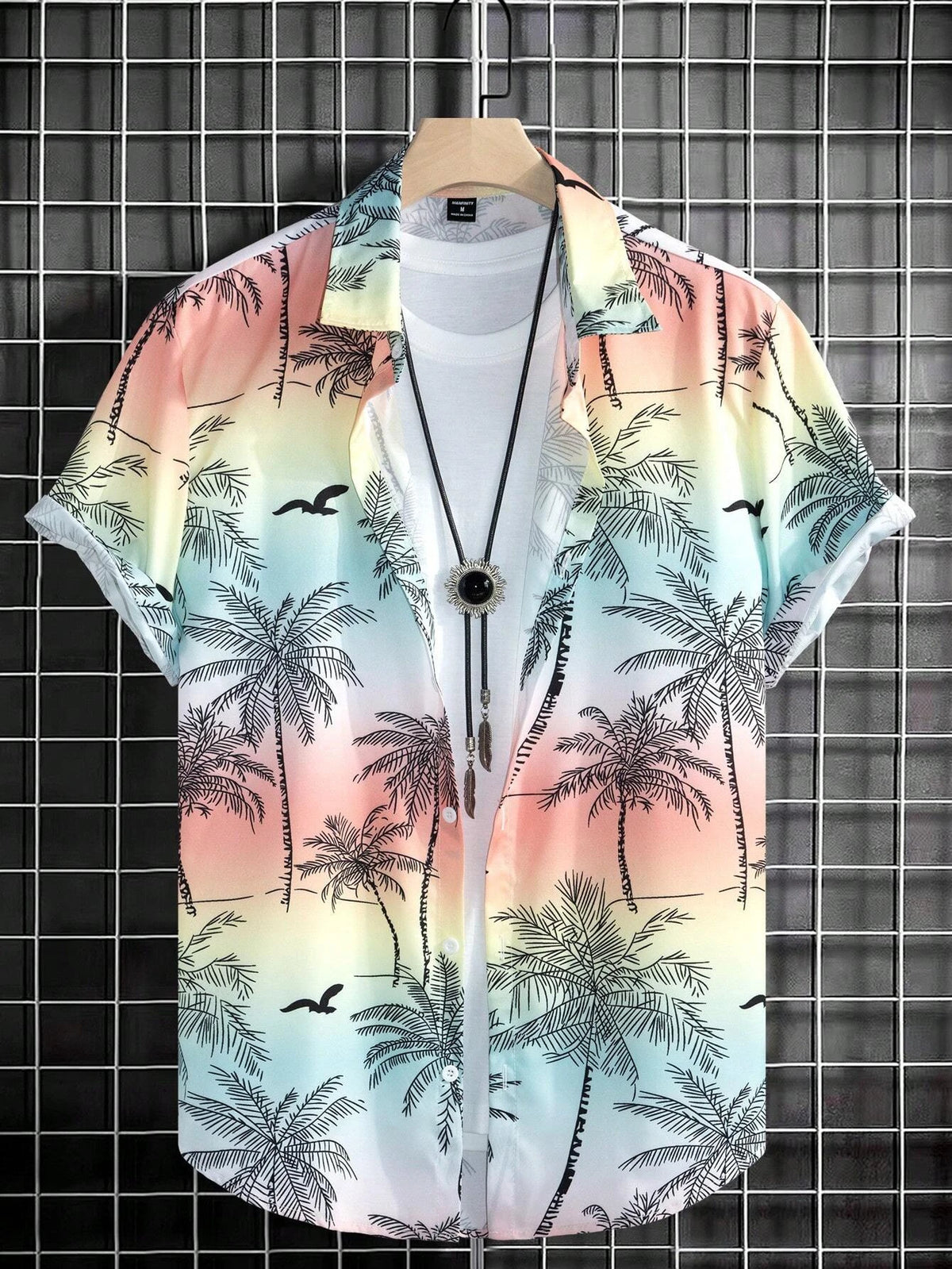 Men's Hawaiian Botanical Flower Print Men's and Women's Short-Sleeve Shirts Men's Lapel Seaside Button-Down Casual Men's Shirts